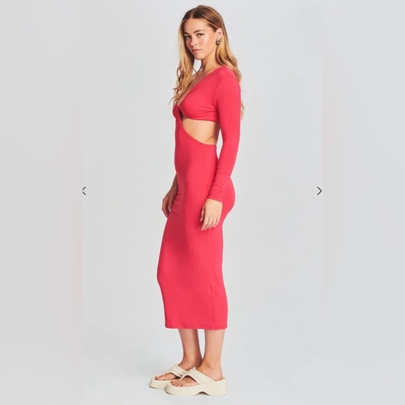 NWT SEROYA Ivana One Sleeve DRESS In coral size xs - Picture 1 of 3